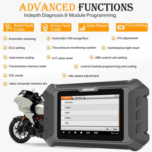 [US/ EU Ship] OBDSTAR iScan Harley Davidson Motorcycle Diagnostic Scanner Support Sevice Light Reset & Key Programming Up to 2023 Model