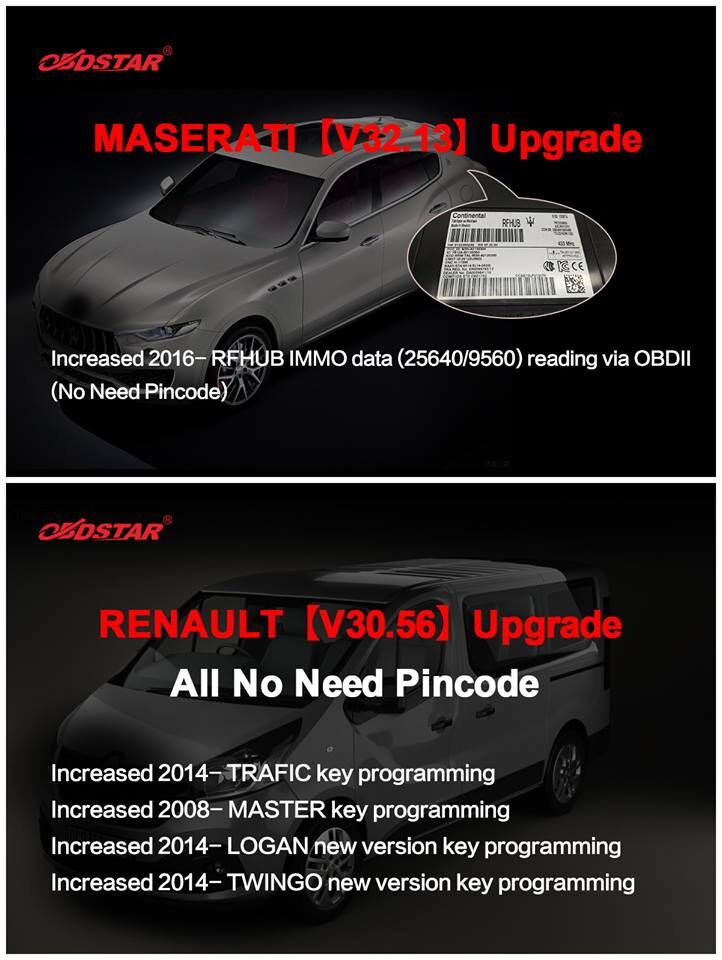 Latest Maserati & Renault IMMO Upgrade