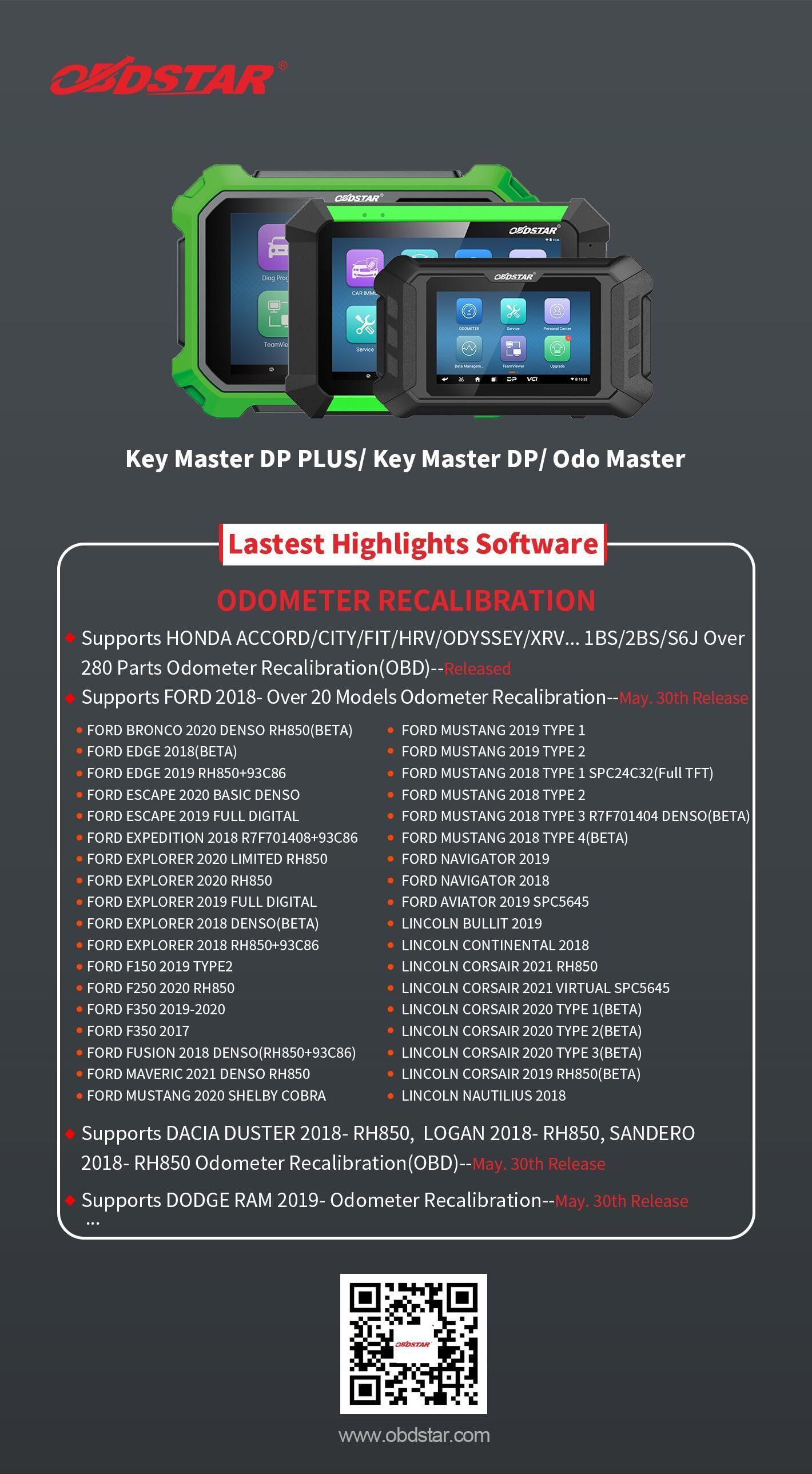 Highlights of OBDSTAR X300 DP PLUS/ Key Master DP/ Odo Master Lastest Updates